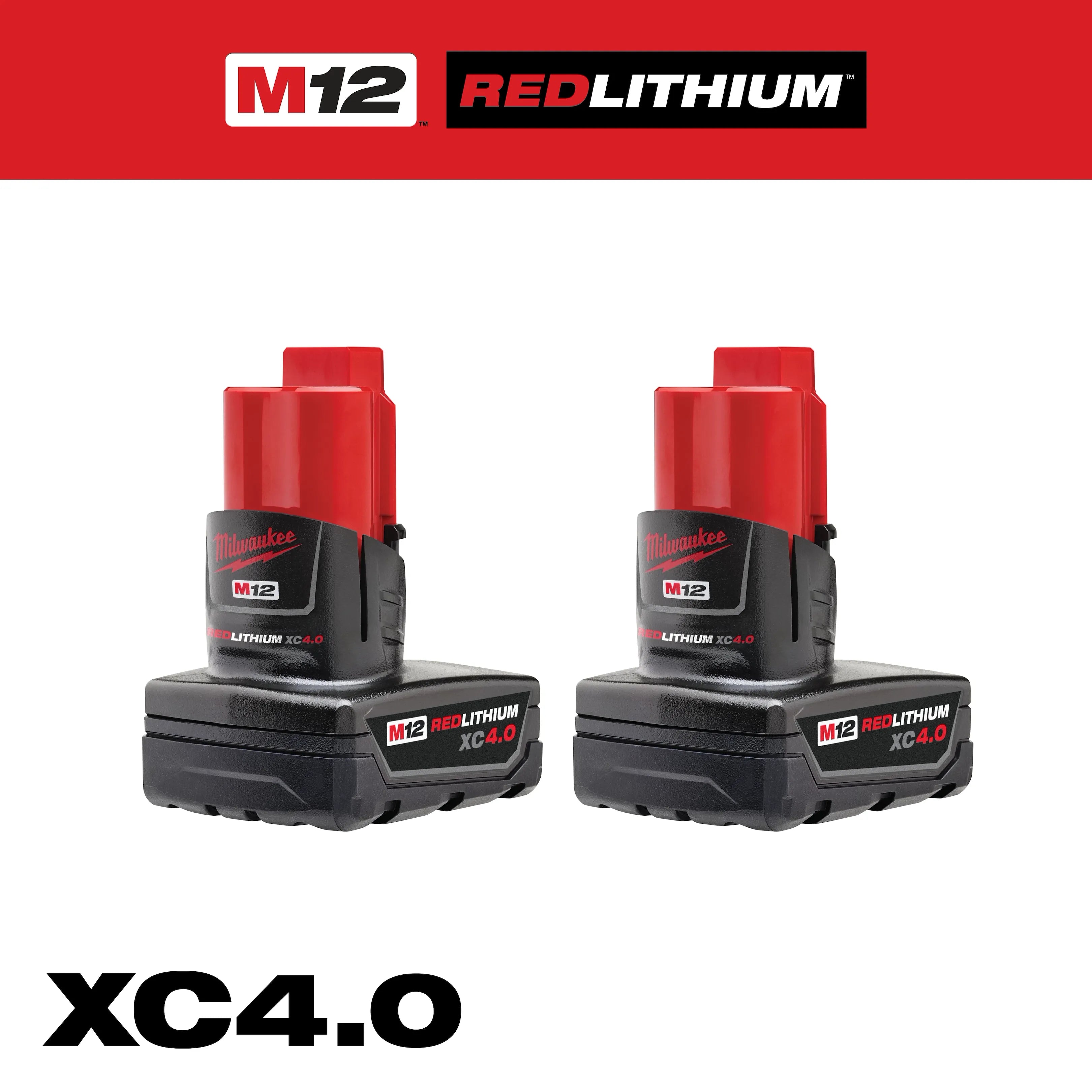 MILWAUKEE Milwaukee 48-11-2442 M12 Redlithium XC4.0 Battery 2-pack