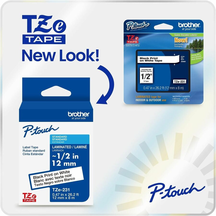 BROTHER Brother BRTTZE1312PKG Genuine P-touch TZe Laminated Label Tape 12mm x 8m (2/Pack)