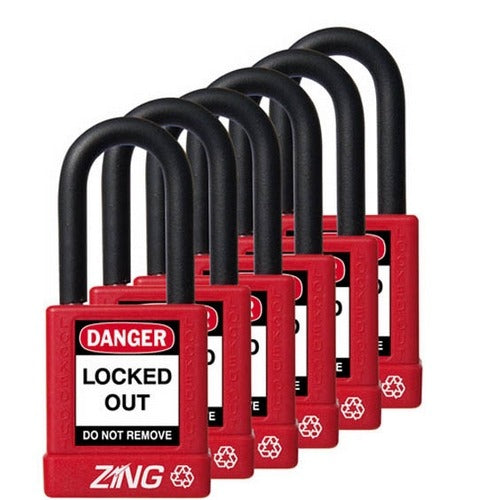 ZING GREEN SAFETY Zing Green Safety 7063 Red Keyed Alike Safety Padlock