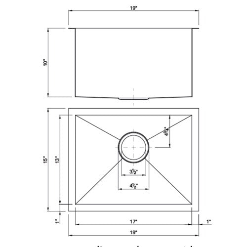DAKOTA Dakota Plumbing Products DSZ-1915SV Zoria Undermount Bar Sink