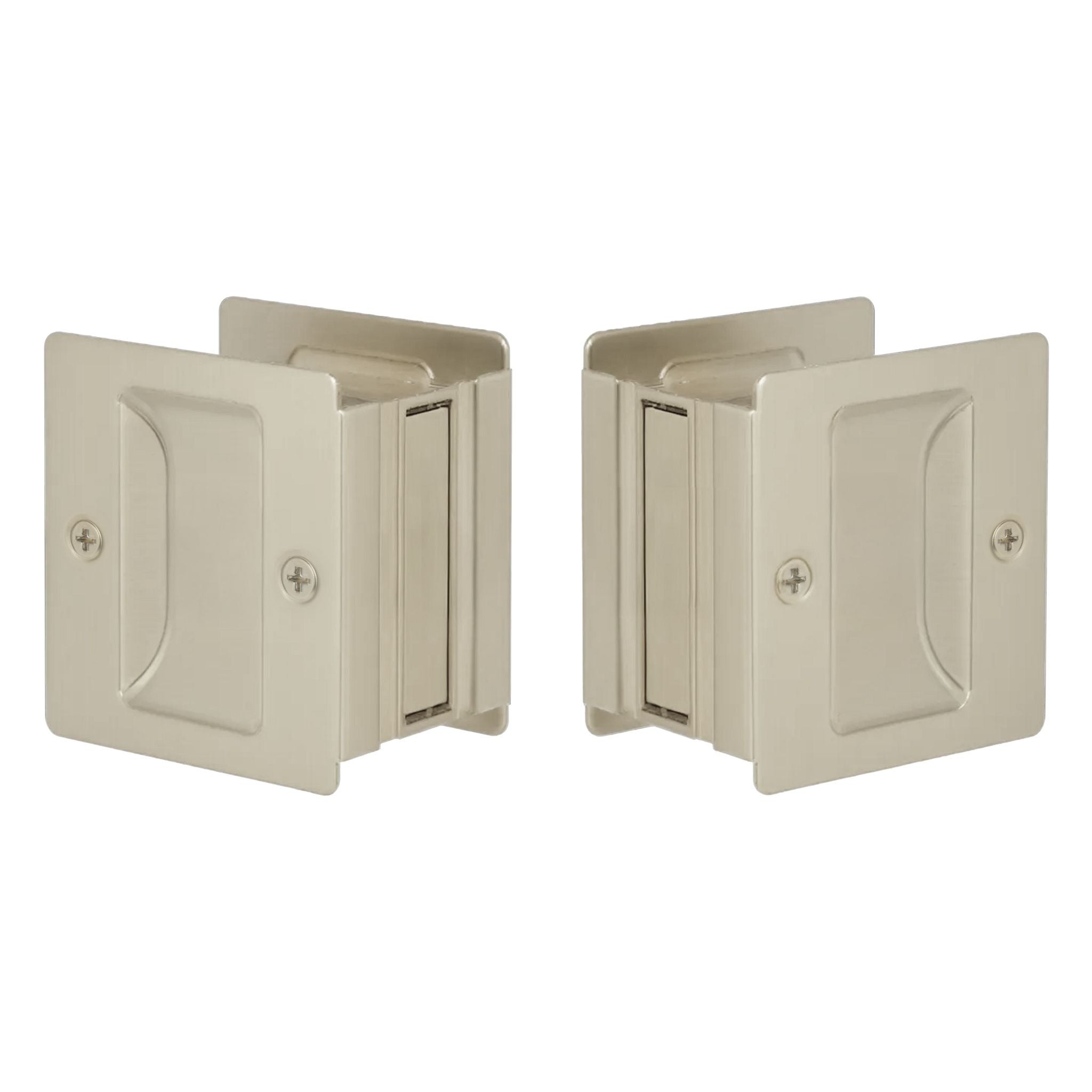 EMTEK Emtek EEPDSQU64SN Square Pocket Door Lock Satin Nickel