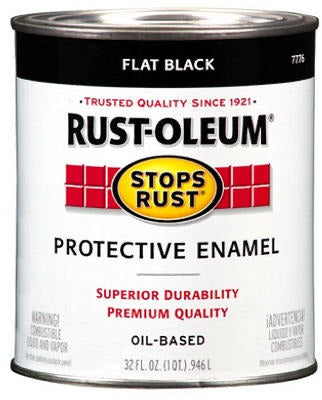 RUST-OLEUM Rust-oleum 7776-502 Flat Black Enamel Quart