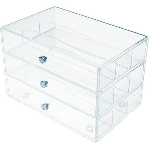 DEFLECTO Deflecto DEF350901CR 3-Drawer Storage Organizer (10 inches W x 6.8 inches D x 7 inches H)