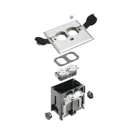 ARLINGTON Arlington FLBAF101NL Adjustable Floor Box With 2 Flip Lids Plastic 18.3 cu-in Capacity