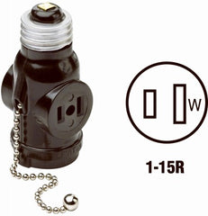 LEVITON Leviton Mfg Co 007-01406-000 Black Socket Adapter 660W 125V
