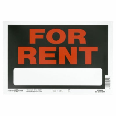 HILLMAN Hillman Fasteners 839926 for Rent Sign 8x12 Inches 6 Pack