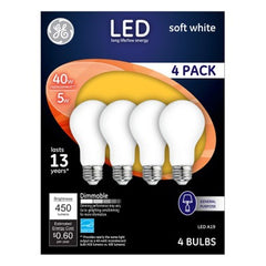 GE G E Lighting 93098311 Led A19 5W Soft White Bulb 4 Pack