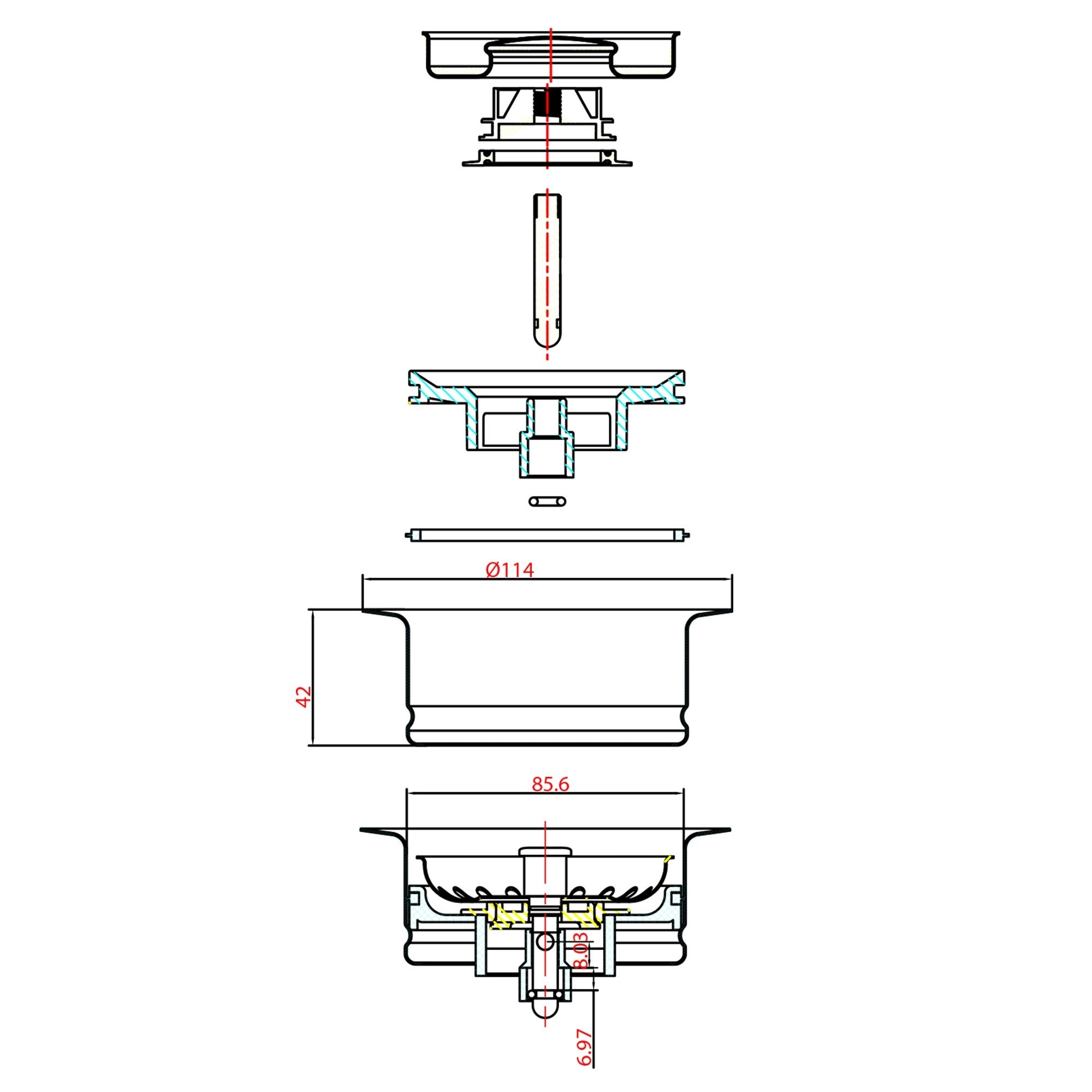 DAKOTA Dakota Plumbing DSA-PDFCO Sink Strainer Flange Concrete