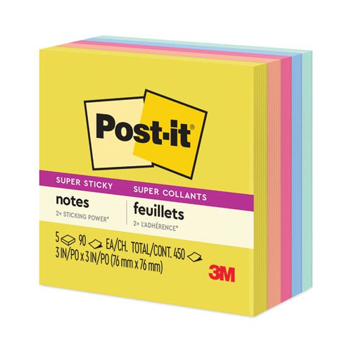 3M 3M MMM6545SSJOY Post-it Super Sticky Note Pads Super Sticky 3 in x 3 in 5 Pack 6545SSJOY