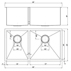 DAKOTA Dakota Plumbing Products DSZ-4060SV Zoria 40/60 Undermount Sink