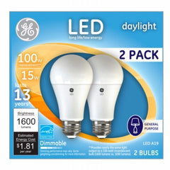 GE G E Lighting 93127672 Led A19 Bulb 15W Daylight 2 Pack