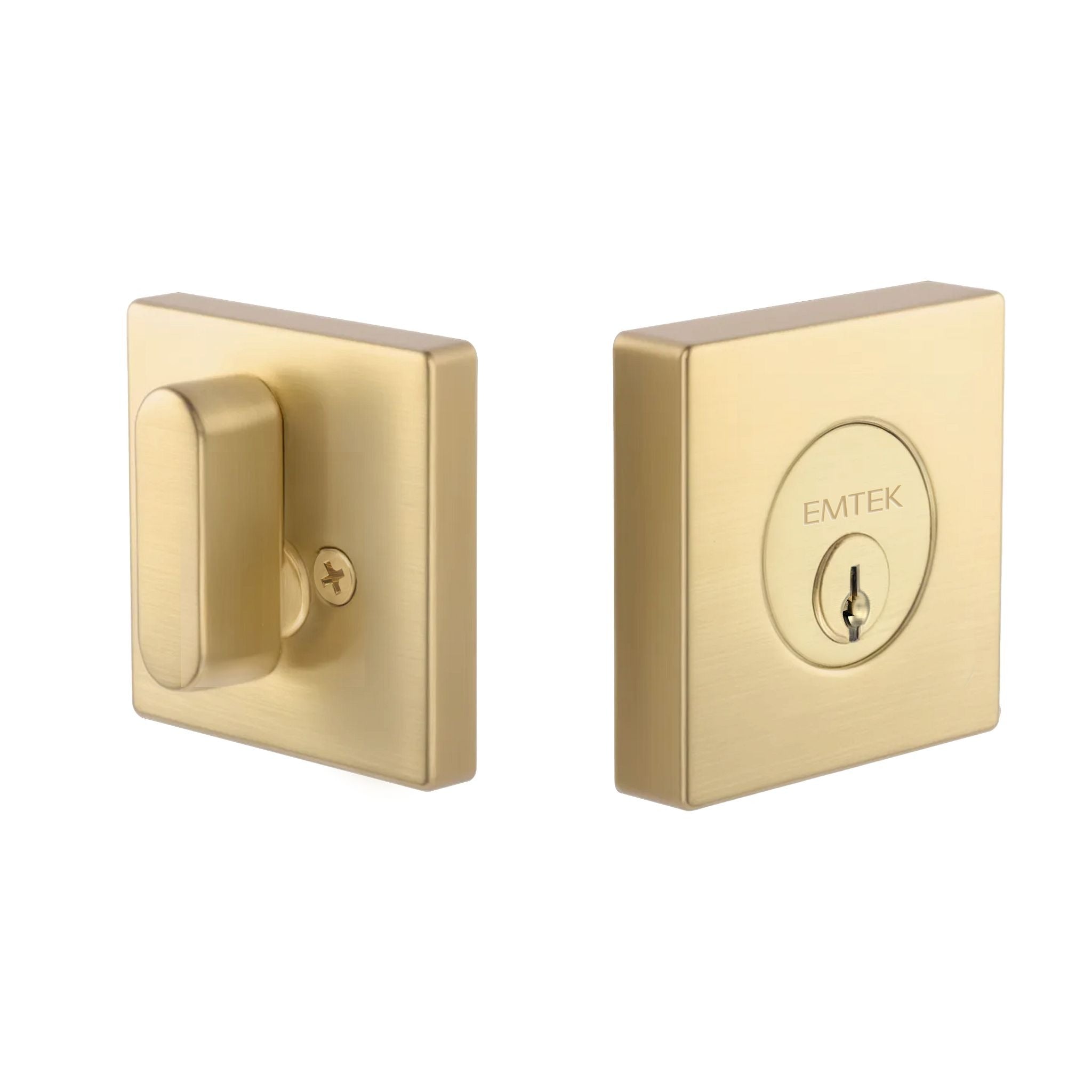 EMTEK Emtek EE2110SB Single Cylinder Square Deadbolt Satin Brass