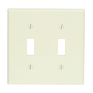 LEVITON Leviton 78009 2-Gang Toggle Device Switch Wallplate, Standard Size, Thermoset, Device Mount, Light Almond
