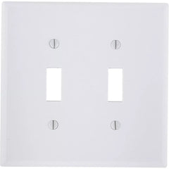 LEVITON Leviton 003-80509-00W 2-gang smooth plastic mid-way toggle switch wall plate (pack 1)