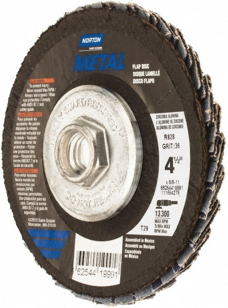 NORTON Norton 66254419991 Flap Disc 36 Grit Type 29 4.5 Inch