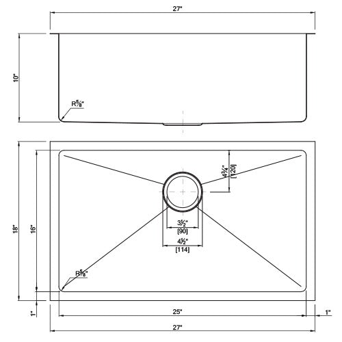 DAKOTA Dakota Plumbing Products DSM-2718SV Undermount Kitchen Sink