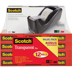 3M 3M MMM600KC60 Transparent Tape and Scotch C60 Dispenser (12/Pack) 600K-C60