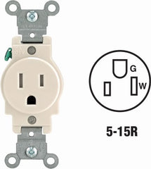LEVITON Leviton R56-T5015-0TS Tamper-resistant Single Receptacle 10-pack