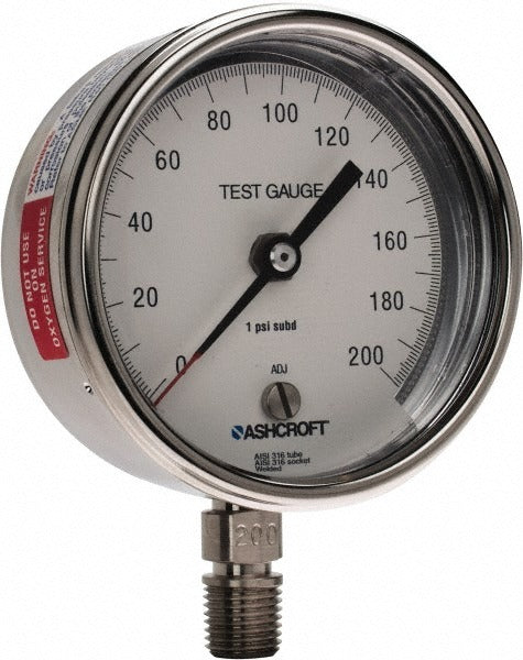 ASHCROFT Ashcroft 92913 Pressure Gauge 3 in 0-150 Psi Npt Lower Mount