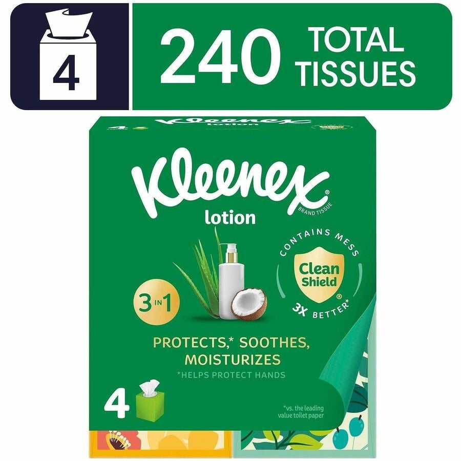 KIMBERLY-CLARK Kimberly-Clark KCC54289 Kleenex Soothing Lotion Facial Tissues 4 Pack (60/Box)