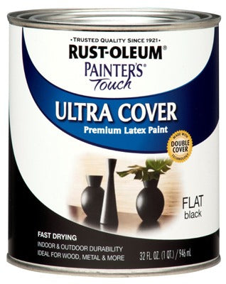 RUST-OLEUM Rust-oleum 1976-502 Flat Black Latex Paint 1 Qt