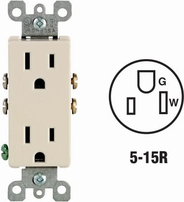 LEVITON Leviton S06-05325-0TS Decora Duplex Outlet 15A 125V