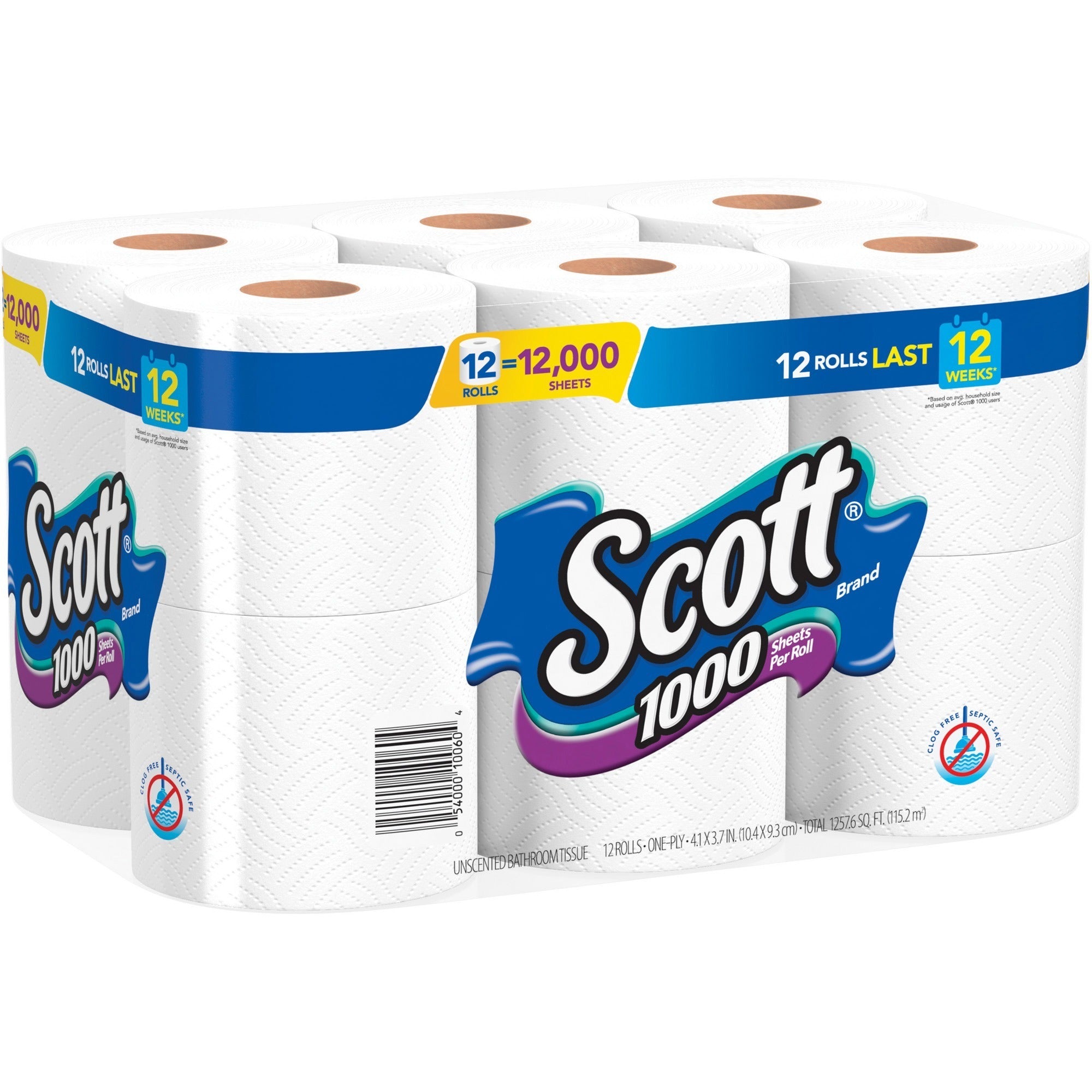 KIMBERLY-CLARK Kimberly-Clark KCC10060 Scott 1000 1-ply Bath Tissue (12 Roll Pack)