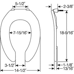 BEMIS Bemis 7B1955SSCT 047 Elongated Open Front Toilet Seat Less Cover (Elongated)