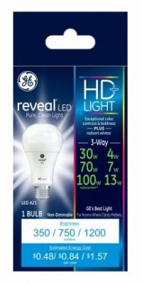 GE G E Lighting 24196 A21 3-way Led Bulb 4W/7W/13W 2850K