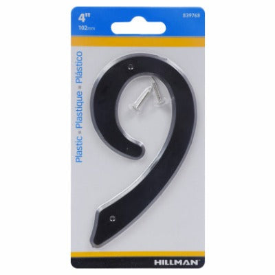 HILLMAN Hillman Fasteners 839768 Black Plastic House Number 9