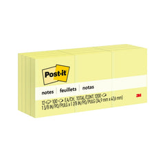 3M 3M MMM653YW Post-it Notes Original Notepads 1.5 x 2 Inches (12 Pack)