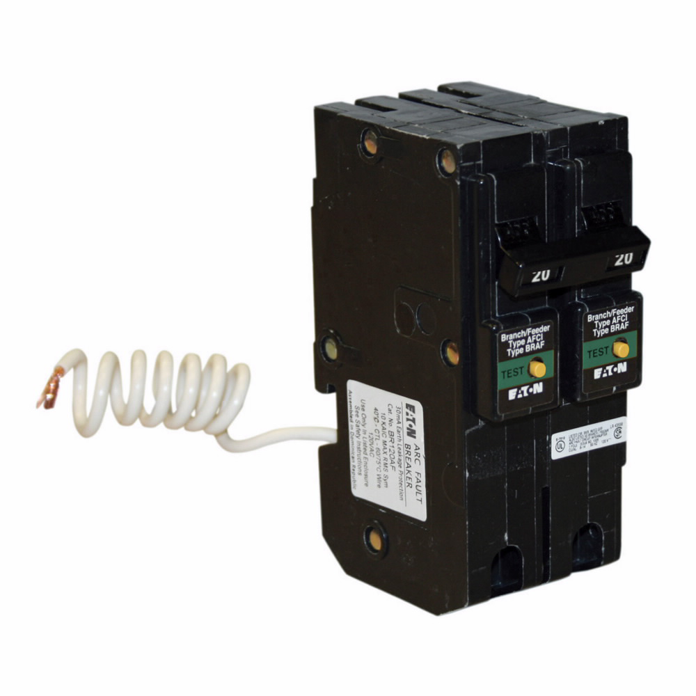 EATON EATON BRL220CAF Type BR Combination Arc Fault Circuit Breaker, 120/240 VAC, 20 Amp, 10 kAIC, 2-Pole