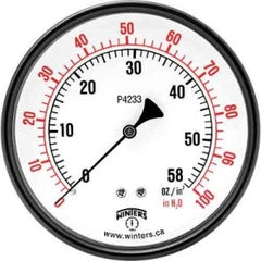 WINTERS INSTRUMENTS Winters Instruments PLP307OP Low Pressure Gauge 2.5 Inch Dial 1/4 Inch Bottom Connection