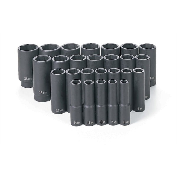 GREY PNEUMATIC Grey Pneumatic 1326md 26-pc 1/2 in Drive Deep Metric Set