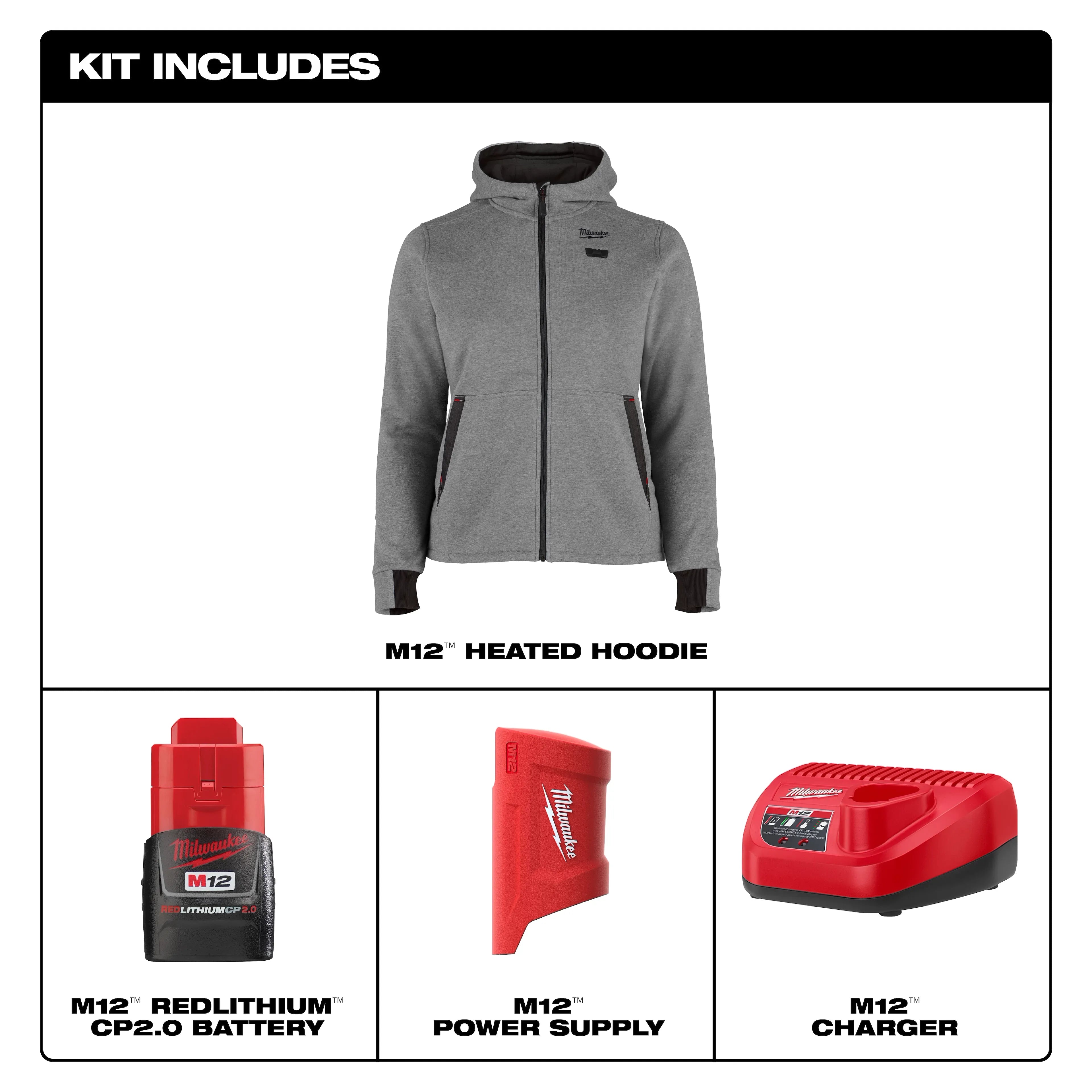 MILWAUKEE Milwaukee F200G-212X Women Heated Hoodie 12V (2XL)