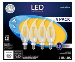 GE G E Lighting 93129333 Led Candelabra Bulb 5W 4 Pack