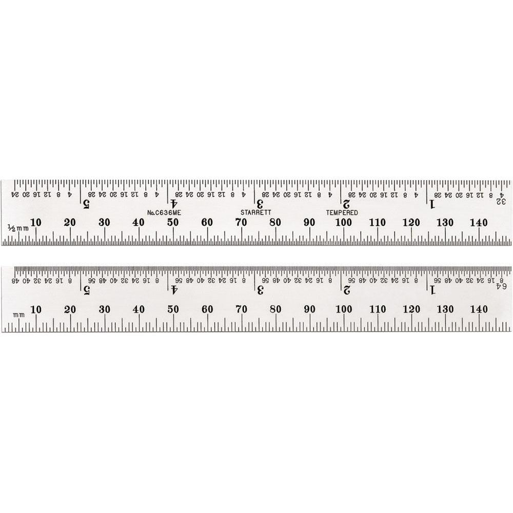STARRETT Starrett 52634 Steel Rule 5-3/4 in English Metric Rigid