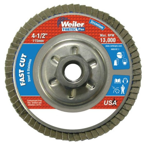 WEILER Weiler 31317 Vortec Pro Flap Disc 4.5 in 120Z Type 29