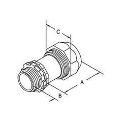 Bridgeport 595-DCI2 Mighty-Seal Jacketed MC Cable Connector 3/8 PVC MC/TECK Cable Connector, Zinc Die Cast with Insulated Throat