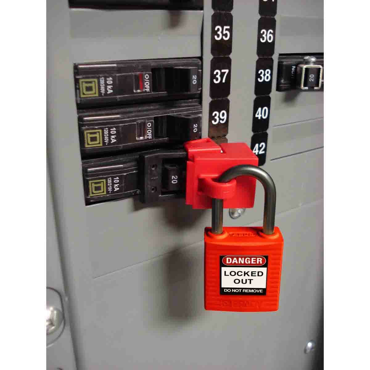 BRADY Brady 51339 Safety Padlock Anti-Spark Compact Key Retaining Open Shackle Red 1.5 In