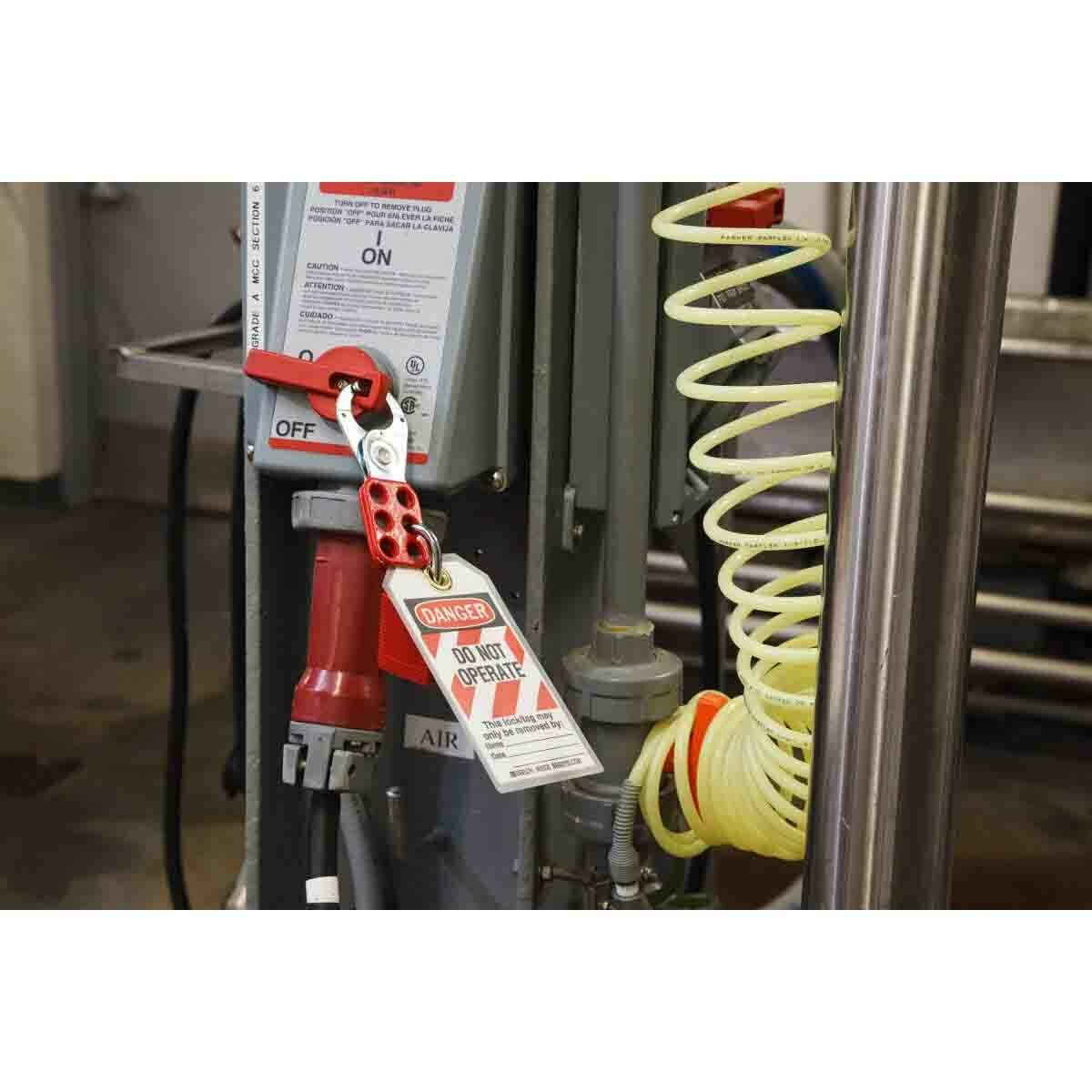 BRADY Brady 65375 Non-Labeled Scissor Action Standard Lockout Hasp 6 Padlocks 0.4 in Dia Max Padlock Shackle