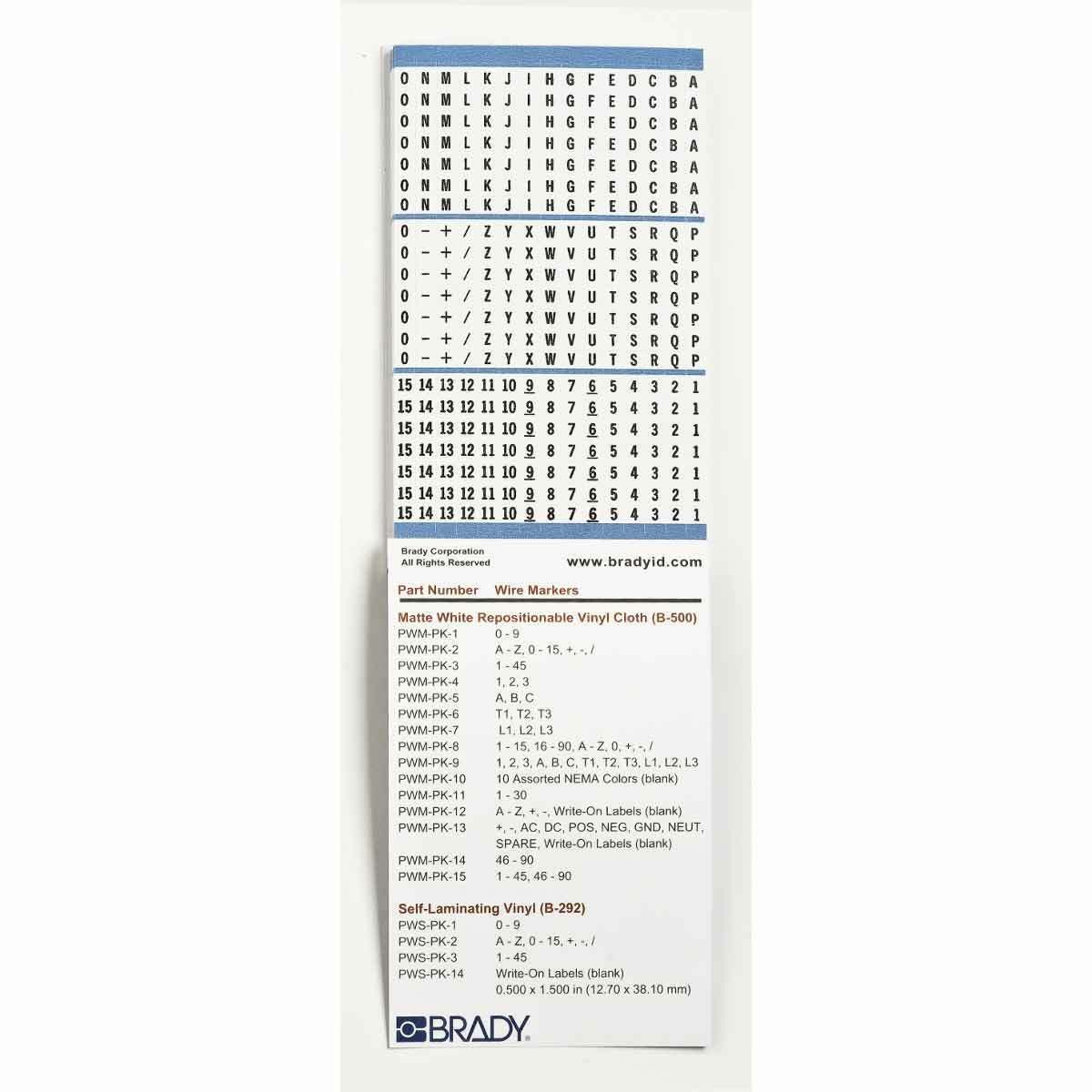 BRADY Brady PWM-PK-2 Porta-Pack Wire Marker Book 1-1/2 Inch Length 0.2 Inch Width