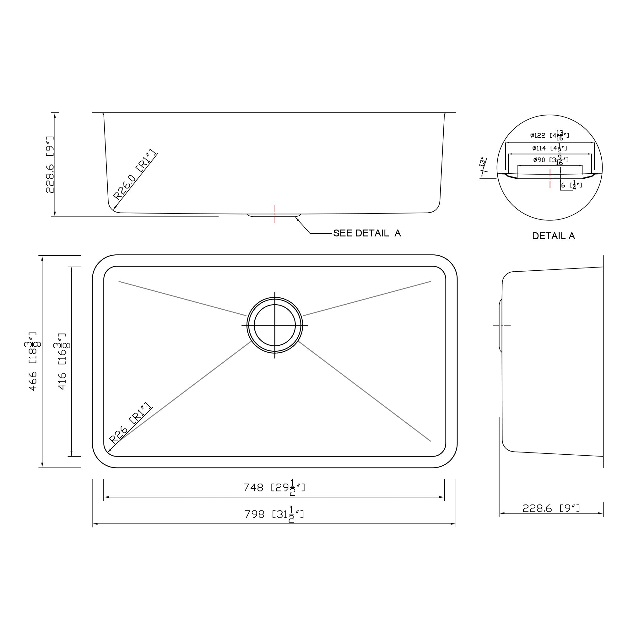 DAKOTA Dakota Plumbing Products BSM-3118D-9 Undermount Kitchen Sink