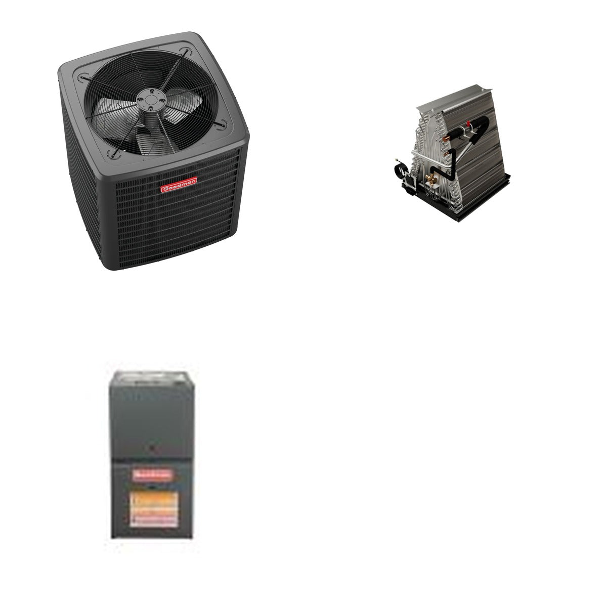 GOODMAN GOODMAN GLXS4BA1810+CAUTA1818B3+GR9S800403AN - 1.5 Ton Ducted Air Conditioner & Gas Furnace System - R-32