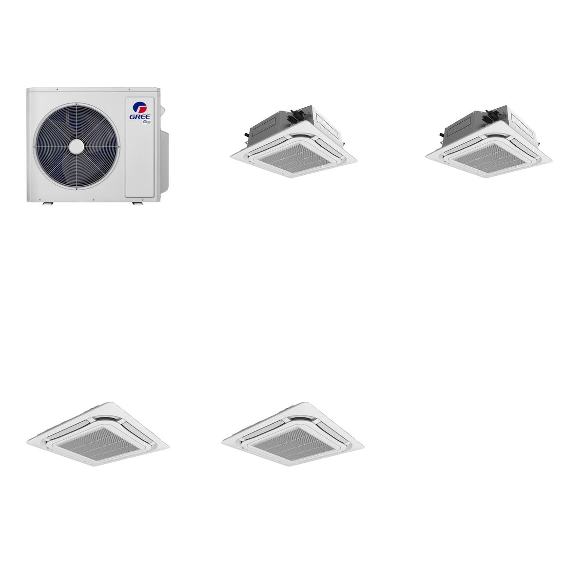 GREE GREE 48000 BTU R-32 21 SEER2 2-Zone Ceiling Cassette Mini Split System