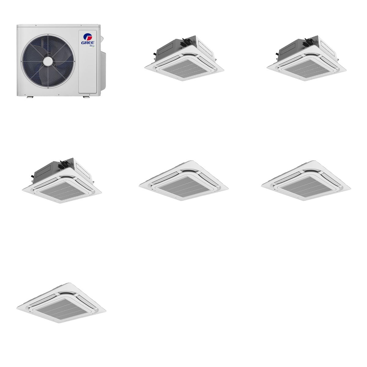 GREE GREE 48000 BTU R-32 21 SEER2 3-Zone Ceiling Cassette Mini Split System