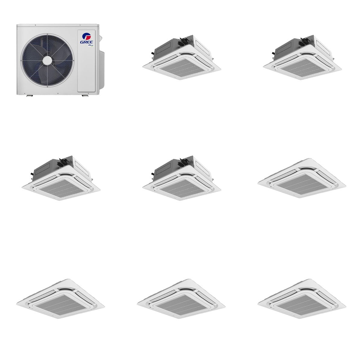 GREE GREE 48000 BTU R-32 21 SEER2 4-Zone Ceiling Cassette Mini Split System