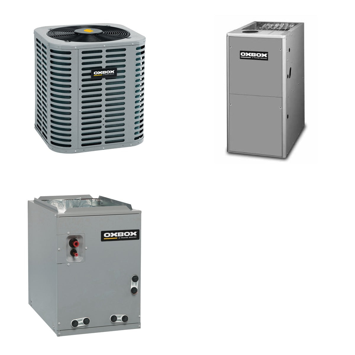 Oxbox Oxbox 3-Ton 36000 BTU R-454B 14.3 SEER2 Gas/Electric Split System - J5AC5036A1000+J801V080BM4SEB+J5MXCB004AC6HC