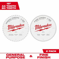 MILWAUKEE Milwaukee 48-40-1232 12in Circular Saw Blade 44T 80T 2-pack