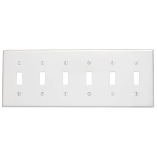 LEVITON Leviton 86036 Standard Size Traditional Wallplate, 6 Gangs, 4.5 in H x 11.8 in W, Thermoset, Ivory
